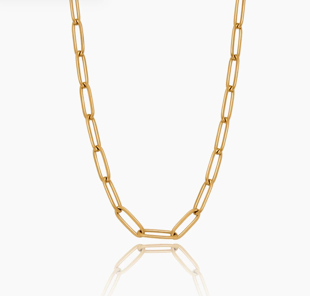 Cadena “Link Statement” - Collar de Eslabones Paperclip Bañado en Oro