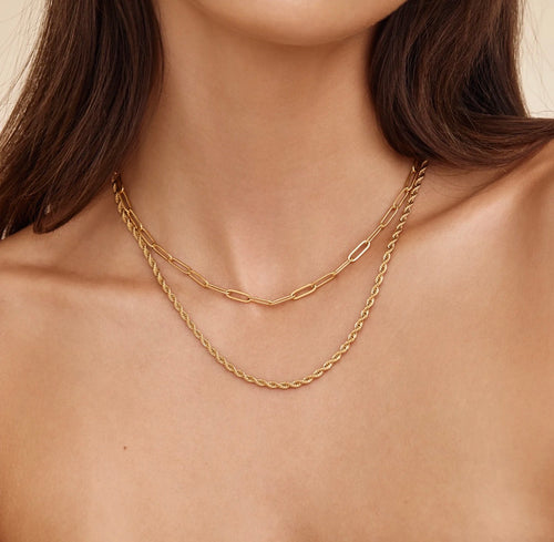 Cadena “Link Statement” - Collar de Eslabones Paperclip Bañado en Oro