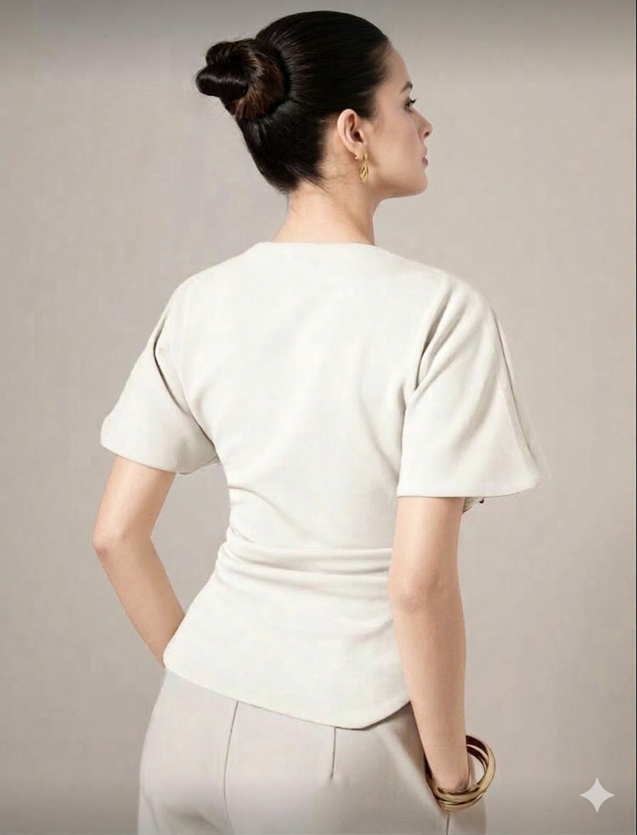 Elegante Top de Manga Mariposa y Mangas Acampanadas.